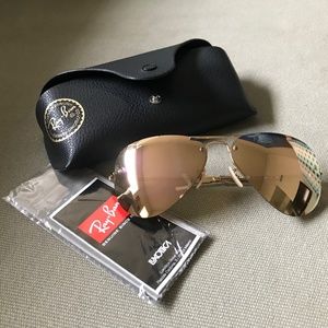 Ray-Ban RB3449 Rose Gold Aviator Sunglasses - 59mm